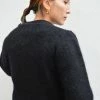 Second Female Brooky Knit Puff O Neck Black Sweater