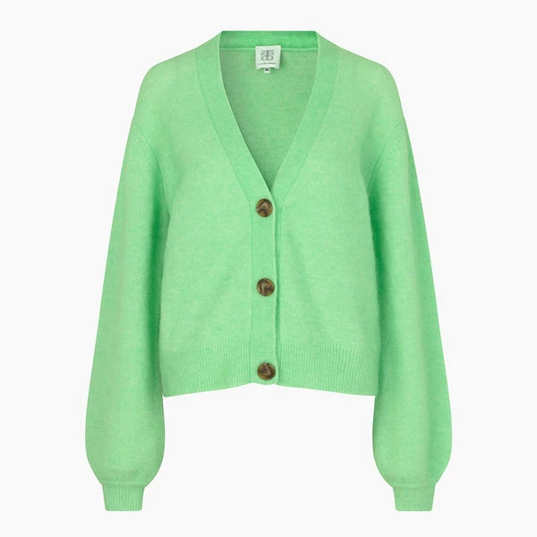 Second Female Brooky Absinthe Green Knit Drop Shoulder Cardigan