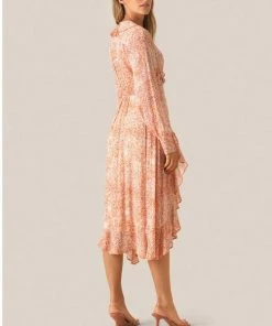 Second Female Apricot Floral Wrap Dress