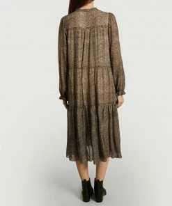 Second Female Severine Long Sleeves Zebra Pattern Midi Dress