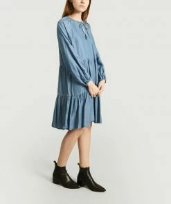Second Female Blue Lilla Dress With Denim Effect