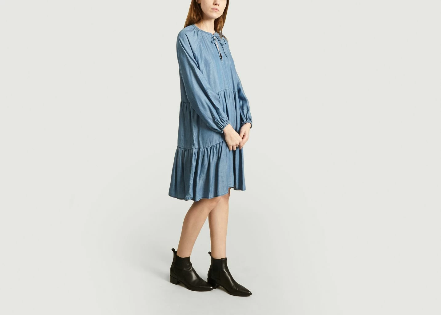 Second Female Blue Lilla Dress With Denim Effect