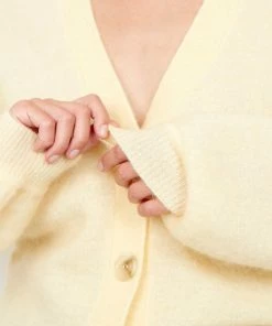 Second Female Brooky Banana Crepe Knit Drop Shoulder Cardigan