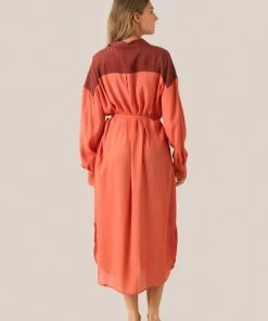 Second Female Phlake Shirt Dress In Burnt Orange