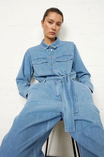 Second Female Ingrid Light Blue Denim Jumpsuit