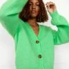Second Female Brooky Absinthe Green Knit Drop Shoulder Cardigan