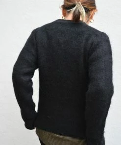 Second Female Brooky Knit Puff O Neck Black Sweater