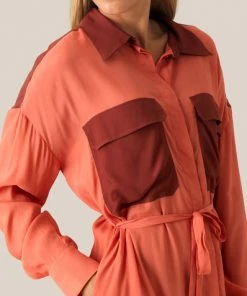 Second Female Phlake Shirt Dress In Burnt Orange