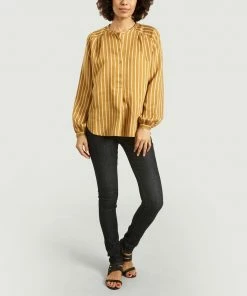 Second Female Golden Brown Diana Oversized Striped Blouse