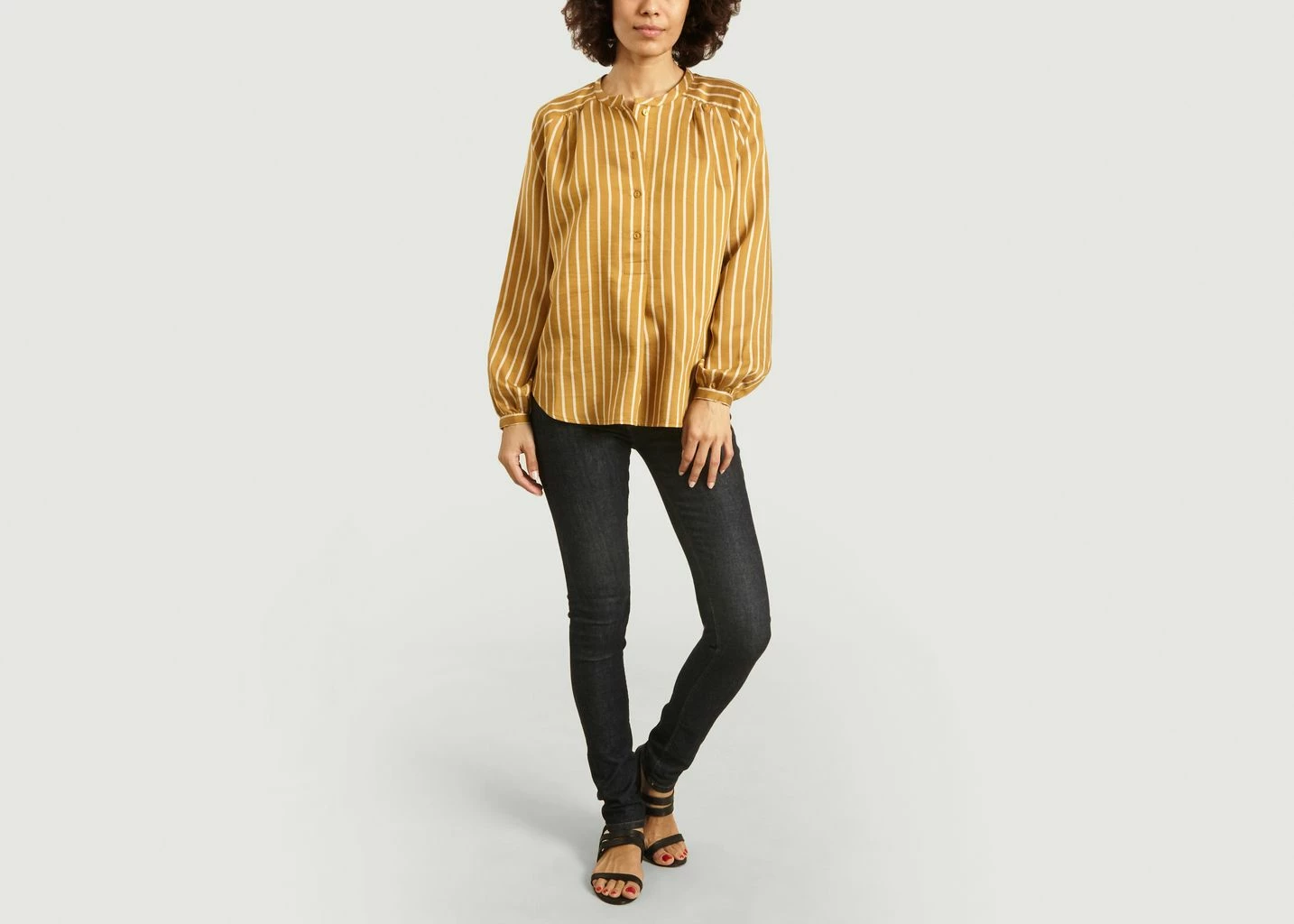 Second Female Golden Brown Diana Oversized Striped Blouse