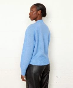 Second Female Brook Cornflower Blue Boxy Knit Cardigan