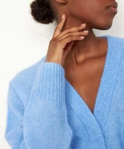 Second Female Brook Cornflower Blue Boxy Knit Cardigan