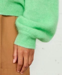 Second Female Brooky Absinthe Green Knit Drop Shoulder Cardigan