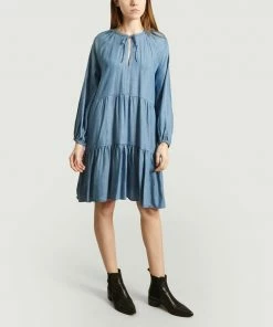 Second Female Blue Lilla Dress With Denim Effect