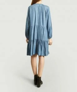 Second Female Blue Lilla Dress With Denim Effect