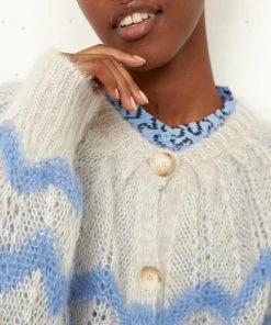 Second Female Juliette Brunnera Blue O-neck Knit Cardigan