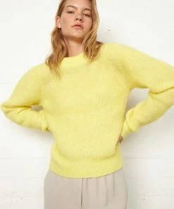 Second Female Brooky Knit Puff O-neck - Limelight