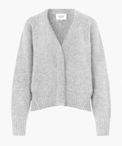 Second Female Brook Knit Grey Melange Reverse Boxy Cardigan