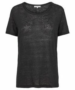Second Female Peony O Neck Tee - Black