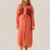 Second Female Phlake Shirt Dress In Burnt Orange