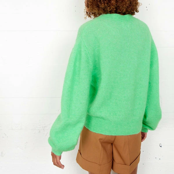 Second Female Brooky Absinthe Green Knit Drop Shoulder Cardigan
