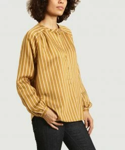 Second Female Golden Brown Diana Oversized Striped Blouse