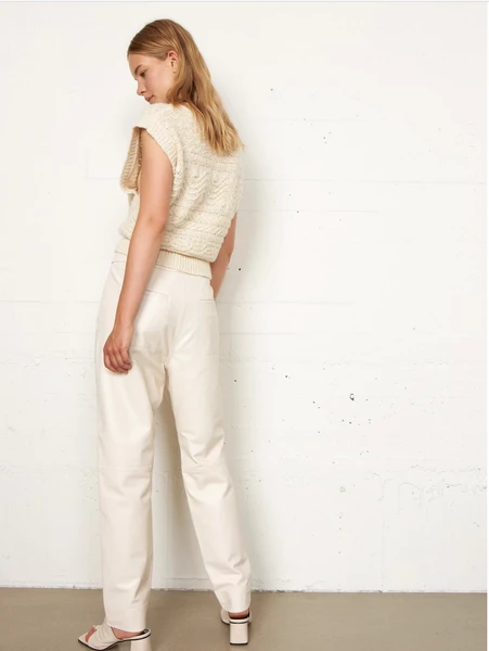 Second Female Trousers India Leather Pearled Ivory