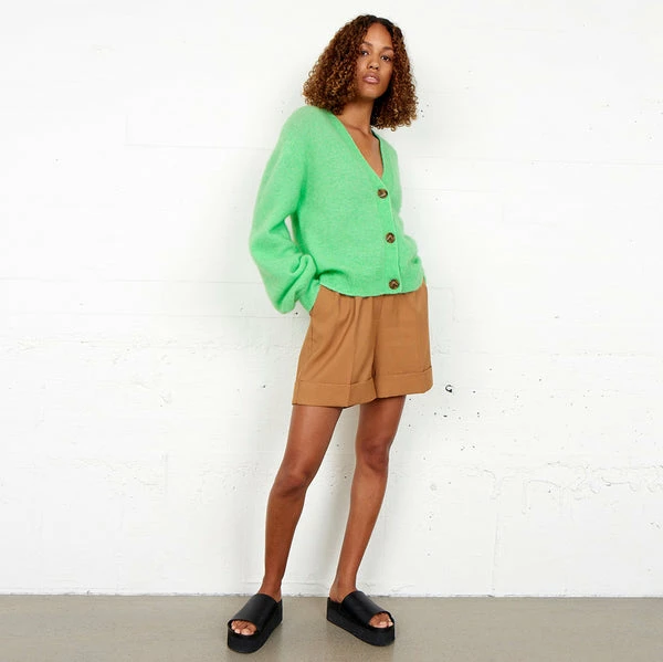 Second Female Brooky Absinthe Green Knit Drop Shoulder Cardigan