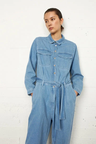 Second Female Ingrid Light Blue Denim Jumpsuit