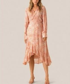 Second Female Apricot Floral Wrap Dress