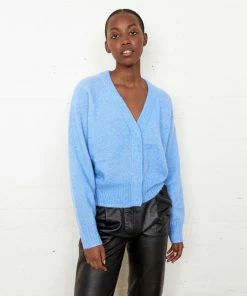 Second Female Brook Cornflower Blue Boxy Knit Cardigan