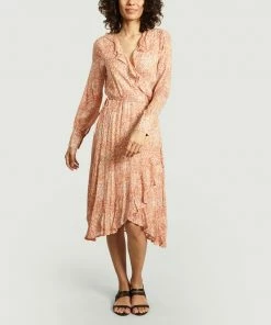 Second Female Apricot Brandy Floral Wrap Dress
