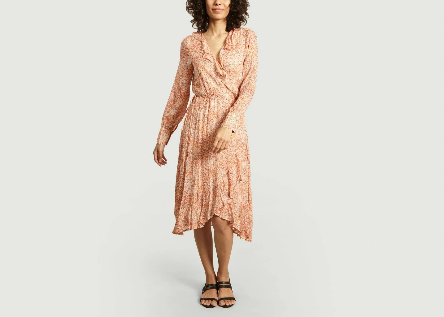 Second Female Apricot Brandy Floral Wrap Dress