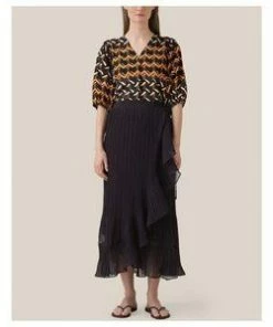 Second Female Black Mounce Long Wrap Skirt