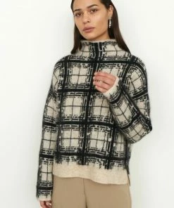 Second Female Black and White Louisa Knit T Neck Sweatshirt