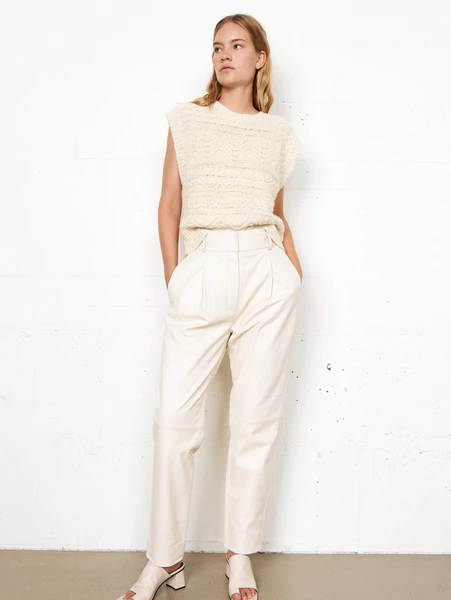 Second Female Trousers India Leather Pearled Ivory