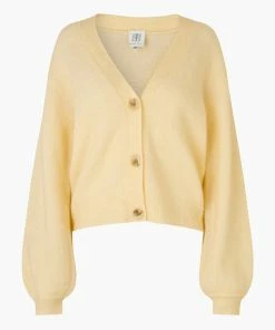 Second Female Brooky Banana Crepe Knit Drop Shoulder Cardigan