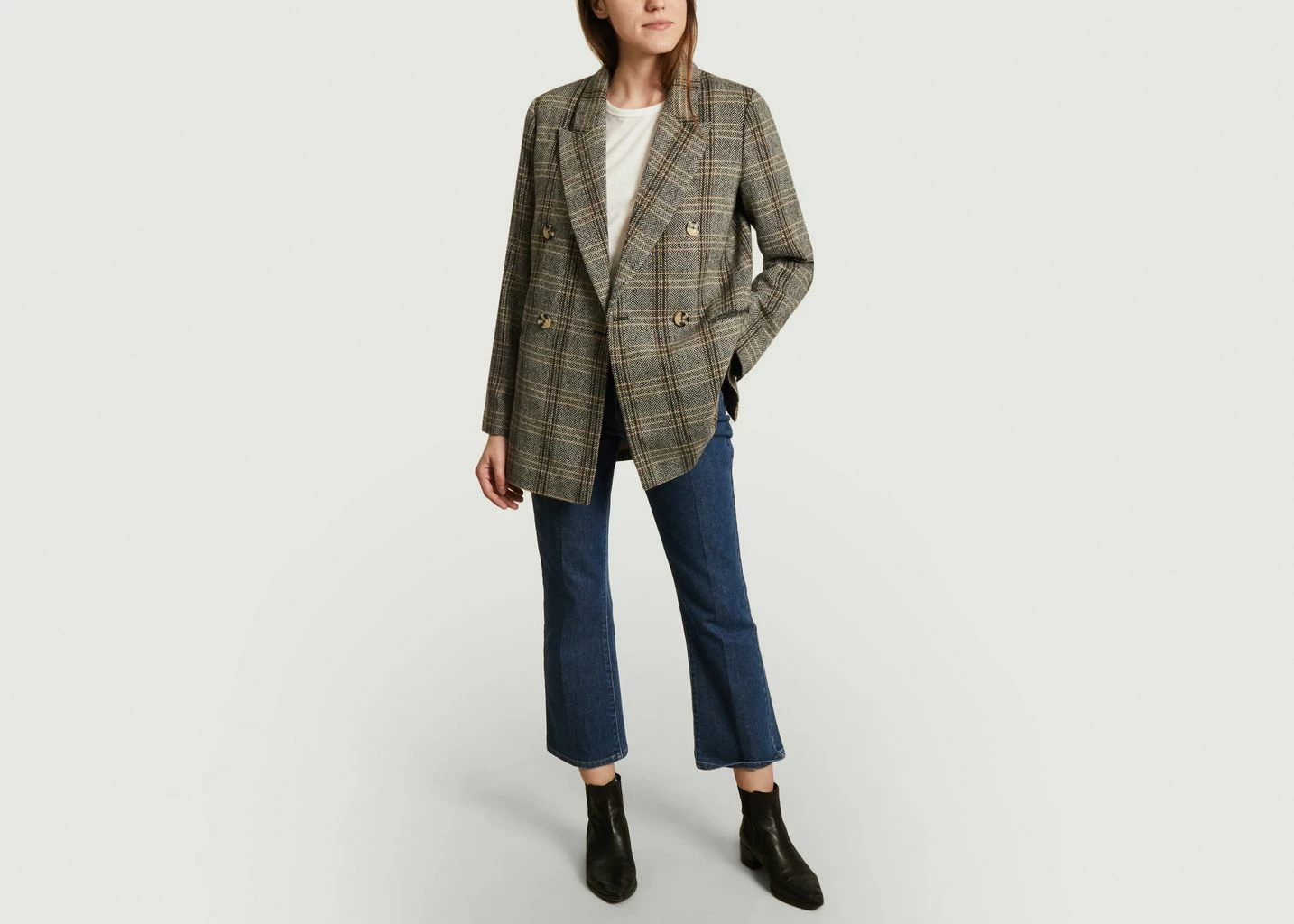 Second Female Cesina Blazer With Check And Herringbone Pattern