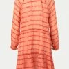 Second Female Long Sleeved Tiered Dress In Dusty Coral