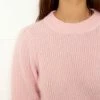 Second Female Brooky Knit Puff O-Neck Silver Pink Sweater