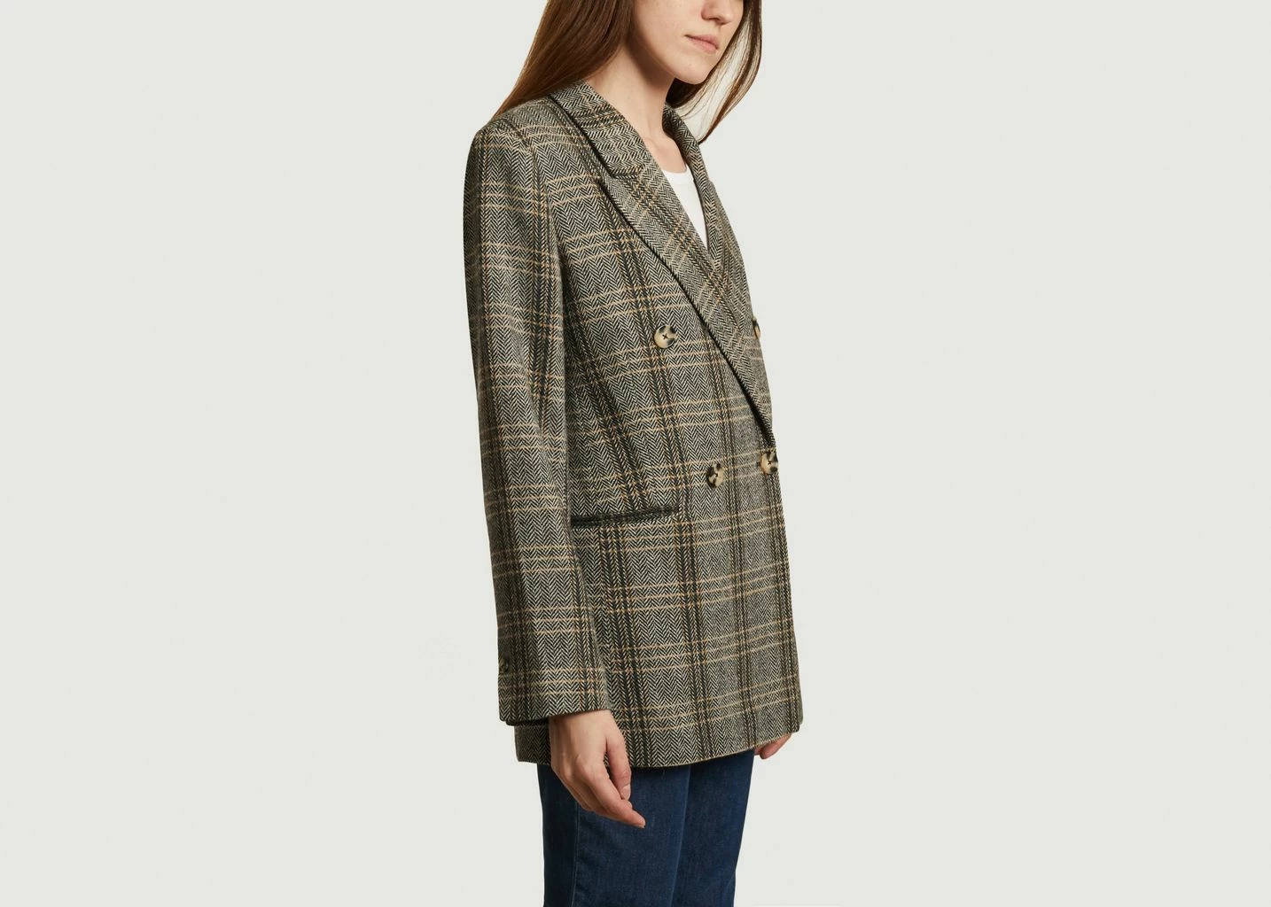 Second Female Cesina Blazer With Check And Herringbone Pattern