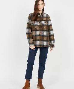 Second Female Vidal - Sobrecamisa De Mezcla De Punto A Cuadros Con Cuello Clásico En Marrón