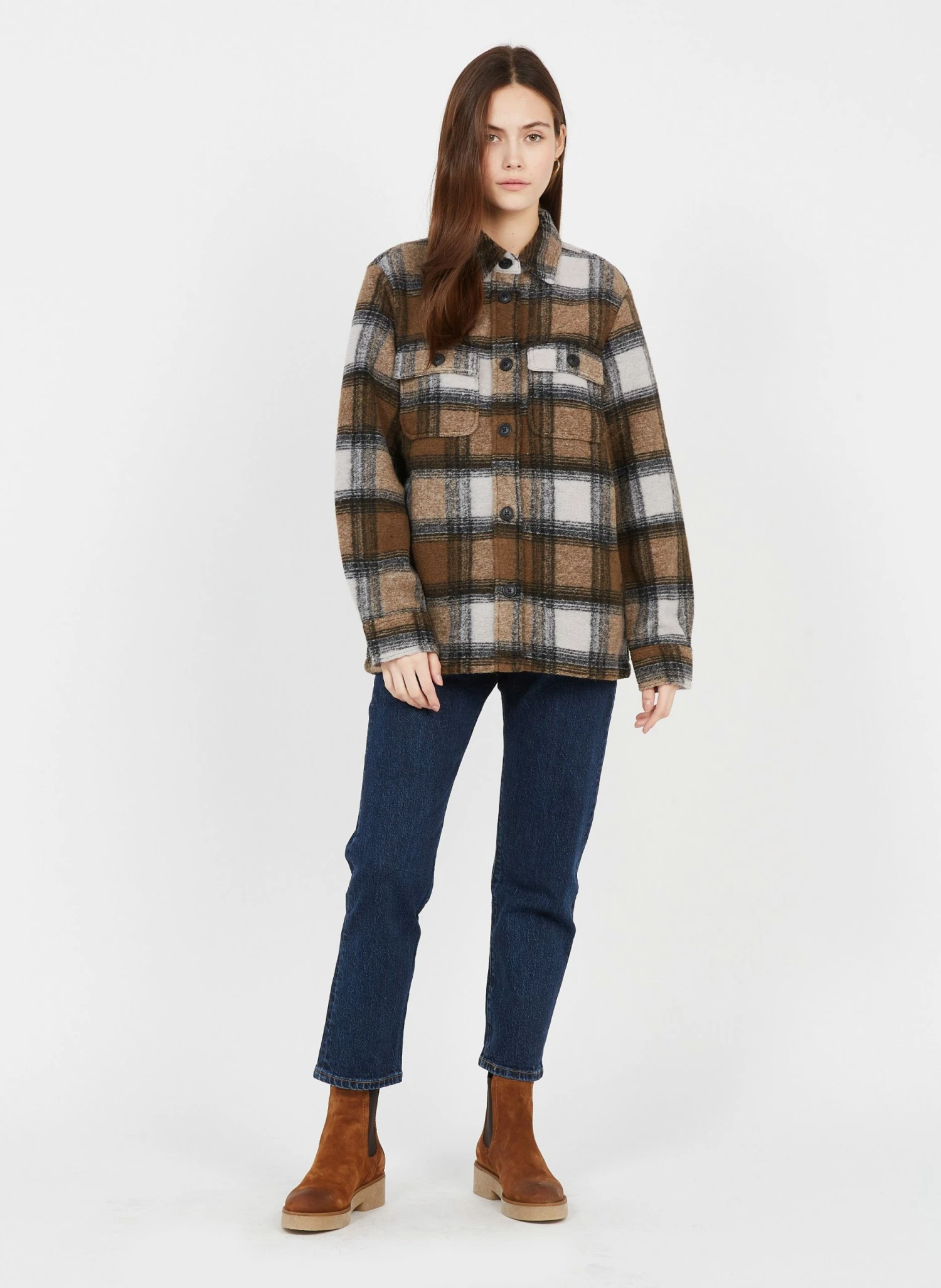 Second Female Vidal - Sobrecamisa De Mezcla De Punto A Cuadros Con Cuello Clásico En Marrón