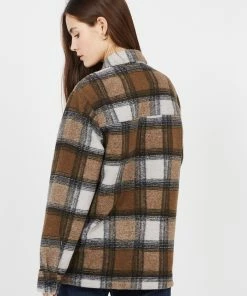 Second Female Vidal - Sobrecamisa De Mezcla De Punto A Cuadros Con Cuello Clásico En Marrón