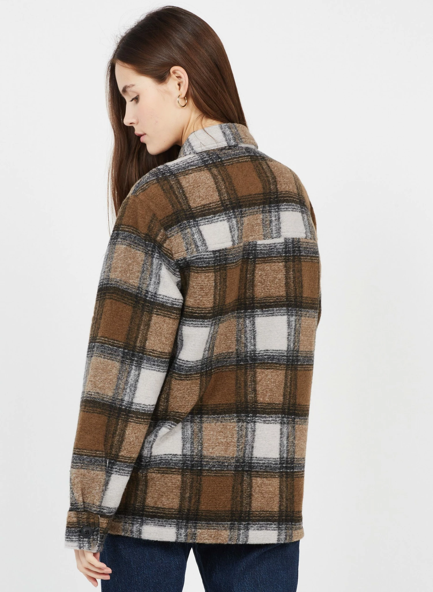 Second Female Vidal - Sobrecamisa De Mezcla De Punto A Cuadros Con Cuello Clásico En Marrón