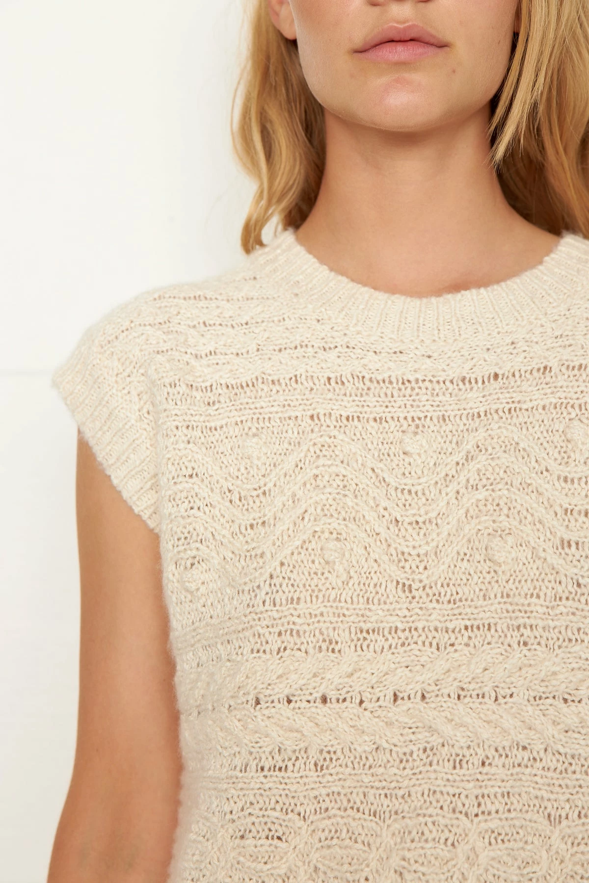 Second Female Pearled Ivory Florian Knit Vest