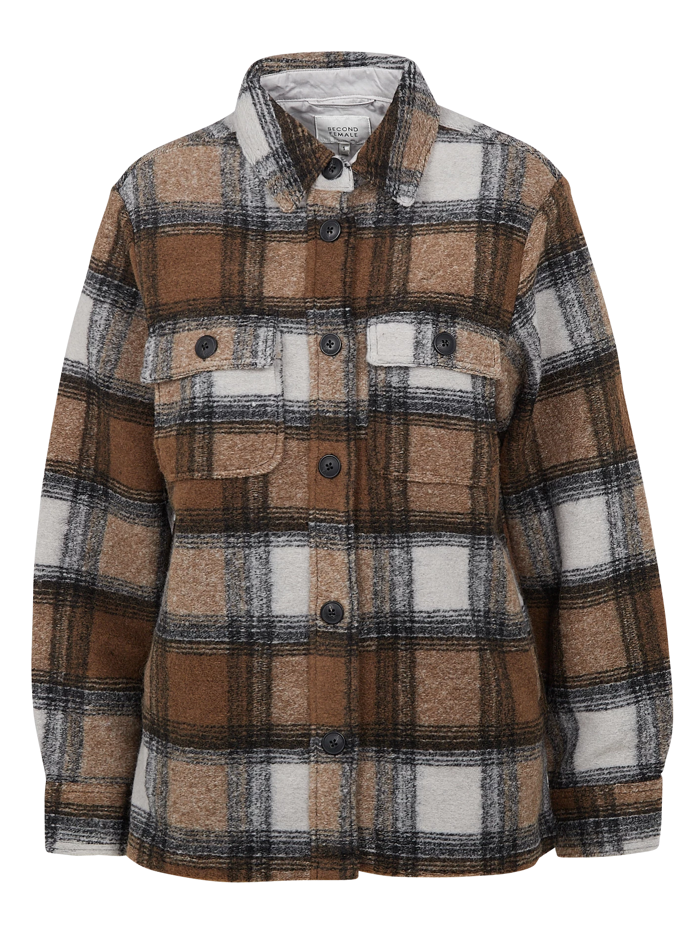 Second Female Vidal - Sobrecamisa De Mezcla De Punto A Cuadros Con Cuello Clásico En Marrón