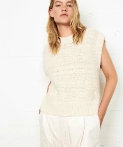Second Female Pearled Ivory Florian Knit Vest