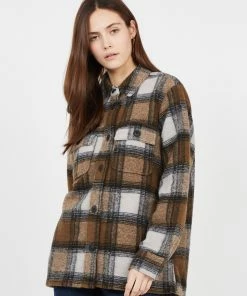 Second Female Vidal - Sobrecamisa De Mezcla De Punto A Cuadros Con Cuello Clásico En Marrón