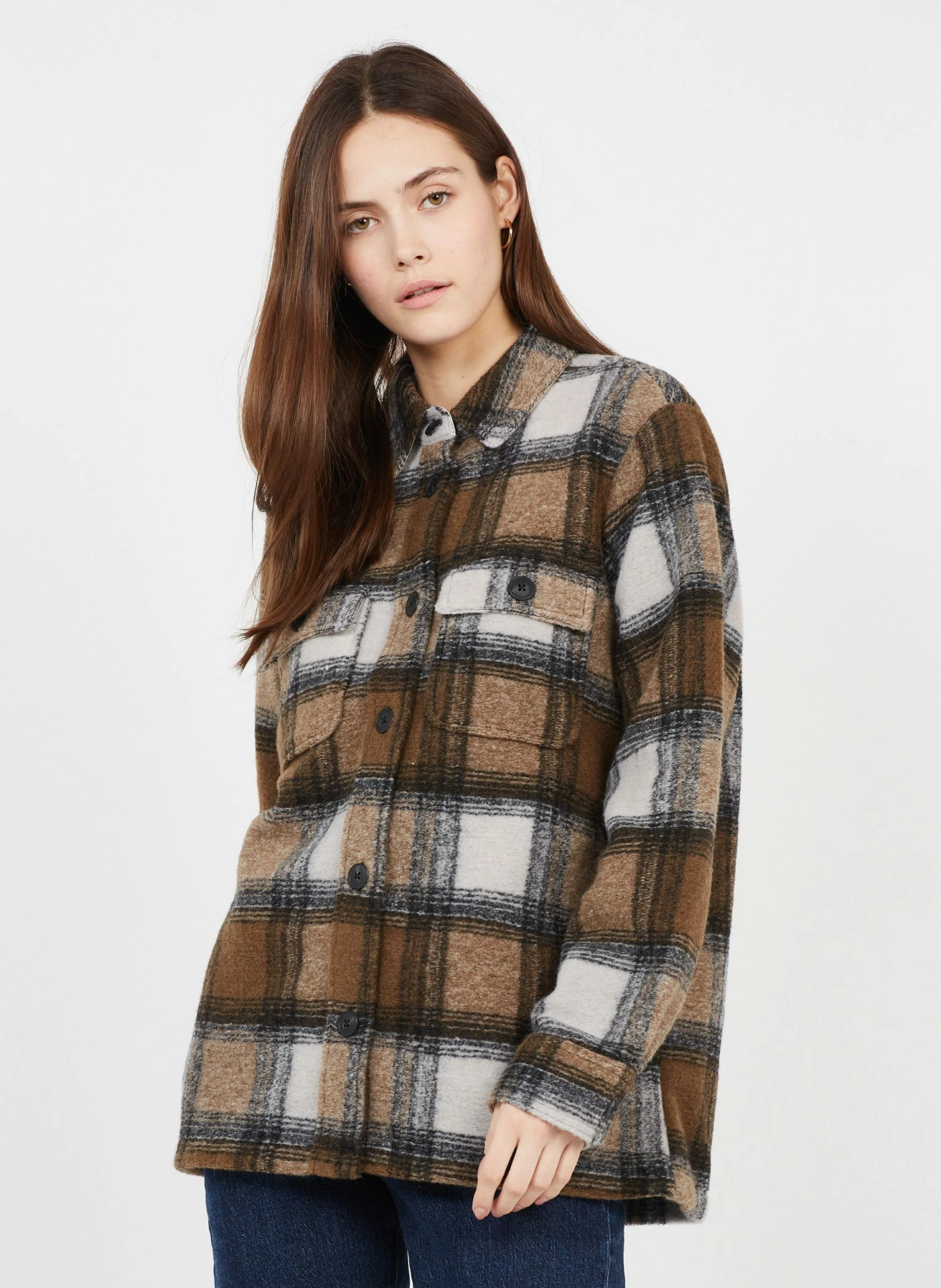 Second Female Vidal - Sobrecamisa De Mezcla De Punto A Cuadros Con Cuello Clásico En Marrón